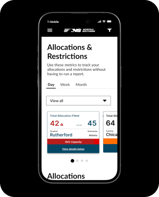 Allocations and restrictions mobile screen