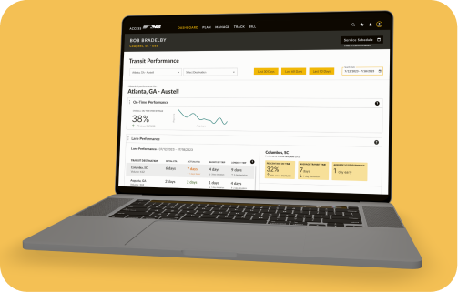 Transit Performance dashboard on laptop